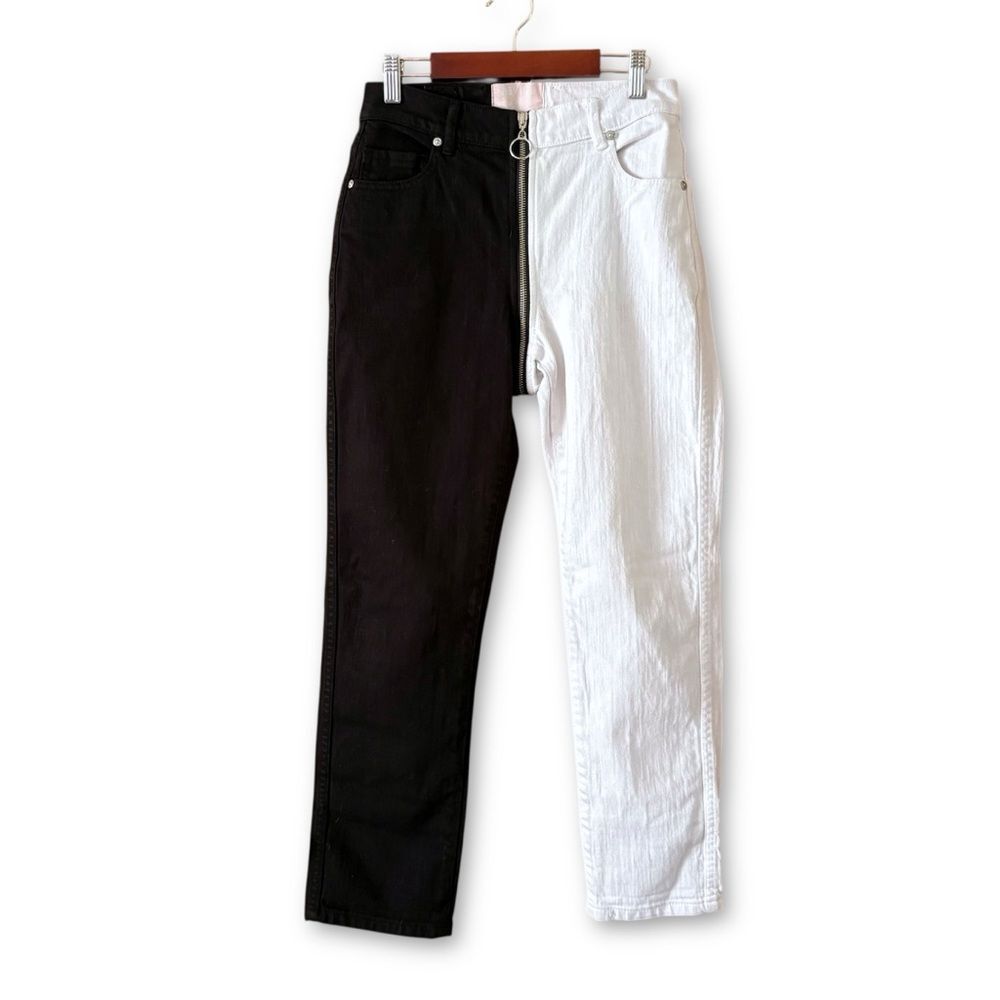 Revice Yin Yang Black & White Jeans Long Zipper Size 26 Edgy Goth Alternative